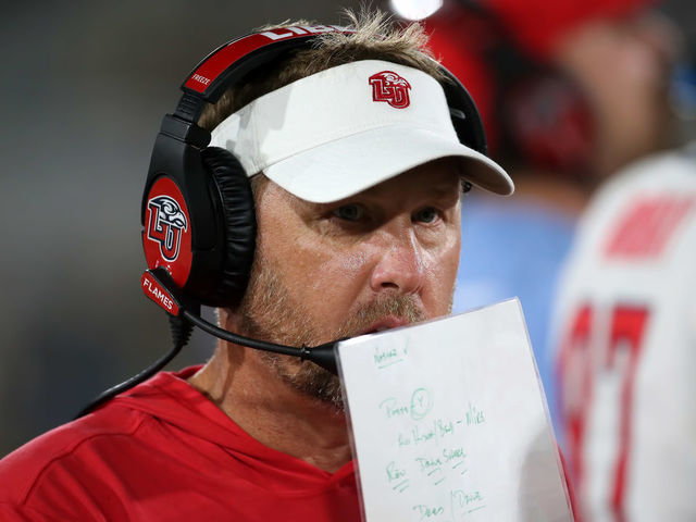 BIRMINGHAM, AL - OCTOBER 02: Liberty Flames head coach Hugh Freeze during the game between the UAB Blazers and the Liberty Flames on October 2, 2021, at Protective Stadium in Birmingham, Alabama.