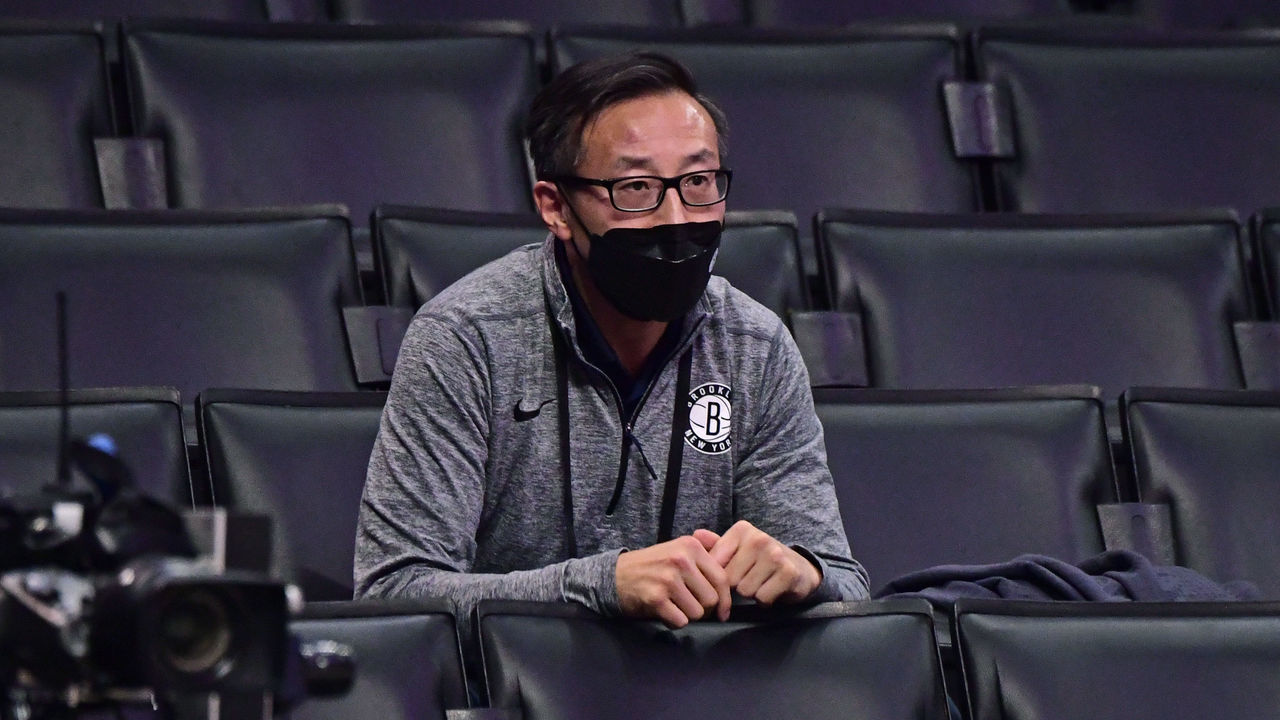LOS ANGELES, CA - FEBRUARY 21: Governor Joe Tsai of the Brooklyn Nets looks on during the game against the LA Clippers on February 21, 2021 at STAPLES Center in Los Angeles, California. NOTE TO USER: User expressly acknowledges and agrees that, by downloading and/or using this Photograph, user is consenting to the terms and conditions of the Getty Images License Agreement. Mandatory Copyright Notice: Copyright 2021 NBAE