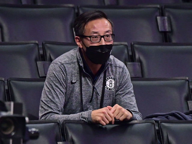 LOS ANGELES, CA - FEBRUARY 21: Governor Joe Tsai of the Brooklyn Nets looks on during the game against the LA Clippers on February 21, 2021 at STAPLES Center in Los Angeles, California. NOTE TO USER: User expressly acknowledges and agrees that, by downloading and/or using this Photograph, user is consenting to the terms and conditions of the Getty Images License Agreement. Mandatory Copyright Notice: Copyright 2021 NBAE