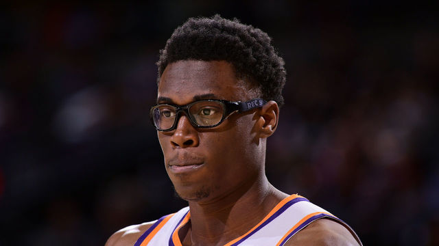 PHOENIX, AZ - OCTOBER 6: Jalen Smith #10 of the Phoenix Suns looks on during a preseason game against the Los Angeles Lakers on October 6, 2021 at Footprint Center in Phoenix, Arizona. Mandatory Copyright Notice: Copyright 2021 NBAE