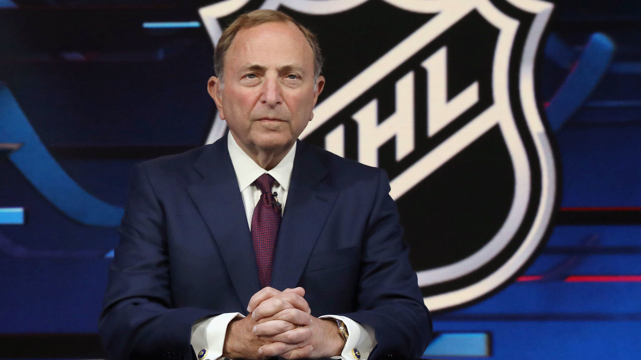 SECAUCUS, NEW JERSEY - OCTOBER 06: NHL commissioner Gary Bettman prepares for the first round of the 2020 National Hockey League Draft at the NHL Network Studio on October 06, 2020 in Secaucus, New Jersey.