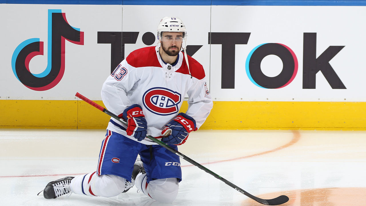 TORONTO, ON - OCTOBER 13: Cedric Paquette #13 of the Montreal Canadiens warms up prior to playing against the Toronto Maple Leafs in an NHL game at Scotiabank Arena on October 13, 2021 in Toronto, Ontario, Canada. The Maple Leafs defeated the Canadiens 2-1.