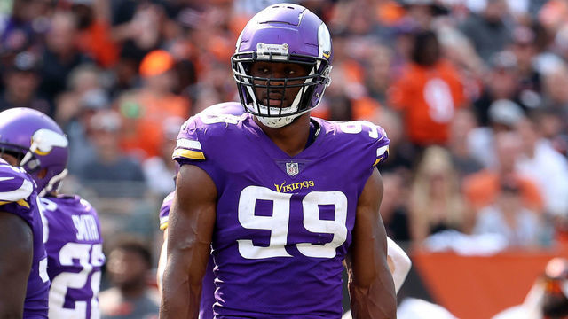 CINCINNATI, OHIO - SEPTEMBER 12: Danielle Hunter #99 of the Minnesota Vikings during the game against the Cincinnati Bengals at Paul Brown Stadium on September 12, 2021 in Cincinnati, Ohio.