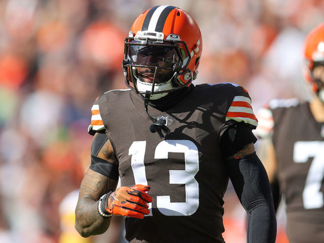 CLEVELAND, OH - OCTOBER 31: Cleveland Browns wide receiver Odell Beckham (13) on the field during the second quarter of the National Football League game between the Pittsburgh Steelers and Cleveland Browns on October 31, 2021, at FirstEnergy Stadium in Cleveland, OH.