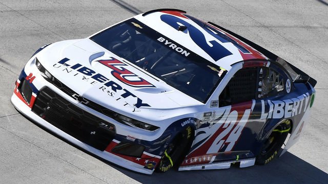 MARTINSVILLE, VIRGINIA - OCTOBER 31: William Byron, driver of the #24 Liberty University Chevrolet, drives during the NASCAR Cup Series Xfinity 500 at Martinsville Speedway on October 31, 2021 in Martinsville, Virginia.