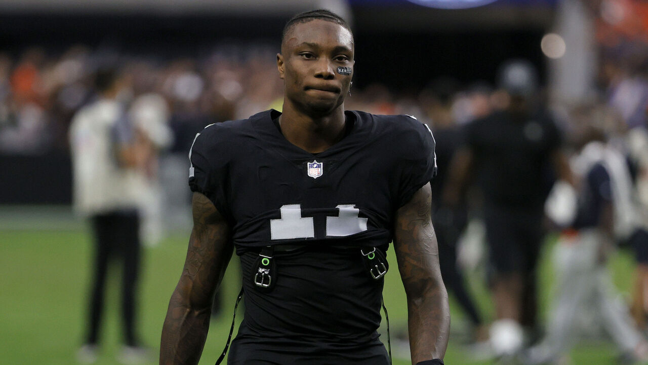 LAS VEGAS, NEVADA - OCTOBER 10: Wide receiver Henry Ruggs III #11 of the Las Vegas Raiders walks off the field after the team's 20-9 loss to the Chicago Bears at Allegiant Stadium on October 10, 2021 in Las Vegas, Nevada.