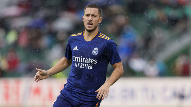 ELCHE, SPAIN - OCTOBER 30: Eden Hazard of Real Madrid during the La Liga Santander match between Elche v Real Madrid at the Estadio Manuel Martinez Valero on October 30, 2021 in Elche Spain