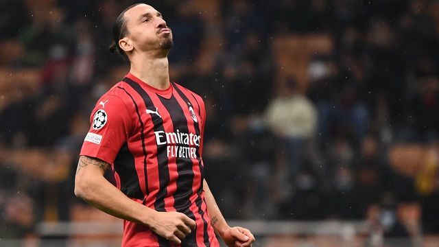 AC Milan's Swedish forward Zlatan Ibrahimovic reacts during the UEFA Champions League Group B football match between AC Milan and Porto on November 3, 2021 at the San Siro stadium in Milan.