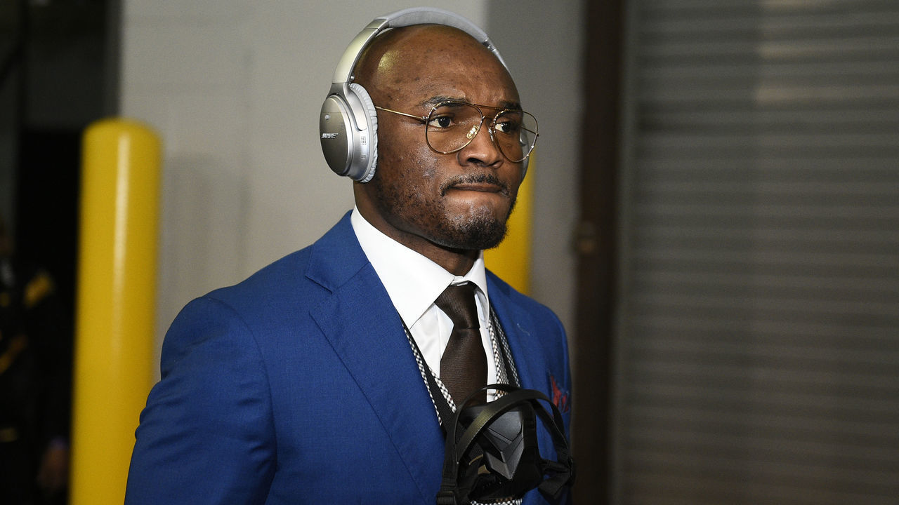 JACKSONVILLE, FLORIDA - APRIL 24: Kamaru Usman of Nigeria arrives backstage during the UFC 261 event at VyStar Veterans Memorial Arena on April 24, 2021 in Jacksonville, Florida.