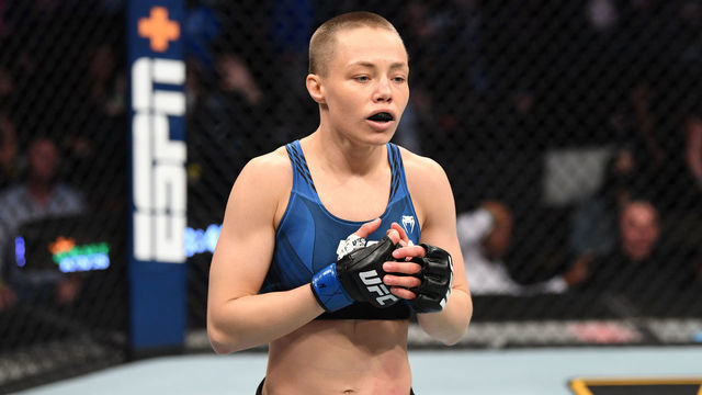 JACKSONVILLE, FLORIDA - APRIL 24: Rose Namajunas reacts after defeating Zhang Weili of China in their UFC women's strawweight championship bout during the UFC 261 event at VyStar Veterans Memorial Arena on April 24, 2021 in Jacksonville, Florida.
