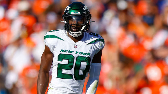 DENVER, CO - SEPTEMBER 26: Safety Marcus Maye #20 of the New York Jets defends on the field during the fourth quarter against the Denver Broncos at Empower Field at Mile High on September 26, 2021 in Denver, Colorado.