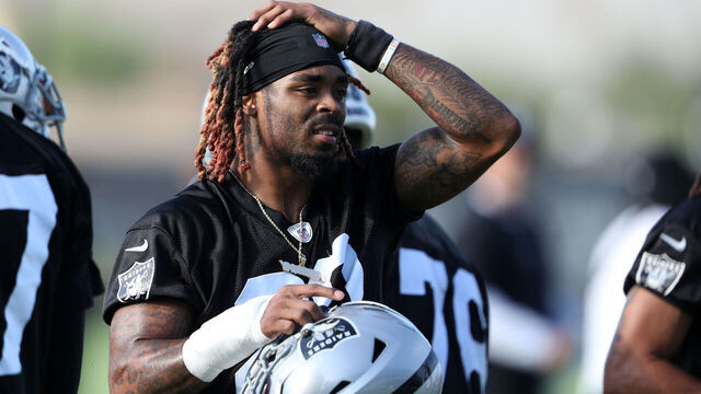 HENDERSON, NEVADA - JULY 28: Damon Arnette #20 of the Las Vegas Raiders is shown during training camp at the Las Vegas Raiders Headquarters/Intermountain Healthcare Performance Center on July 28, 2021 in Henderson, Nevada.