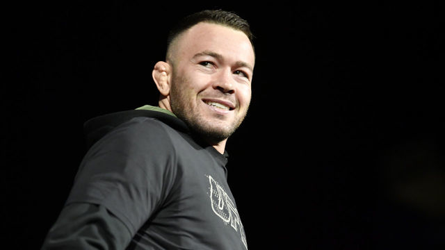 NEW YORK, NEW YORK - NOVEMBER 05: Colby Covington walks on stage during the UFC 268 ceremonial weigh-in at The Hulu Theater at Madison Square Garden on November 05, 2021 in New York City.