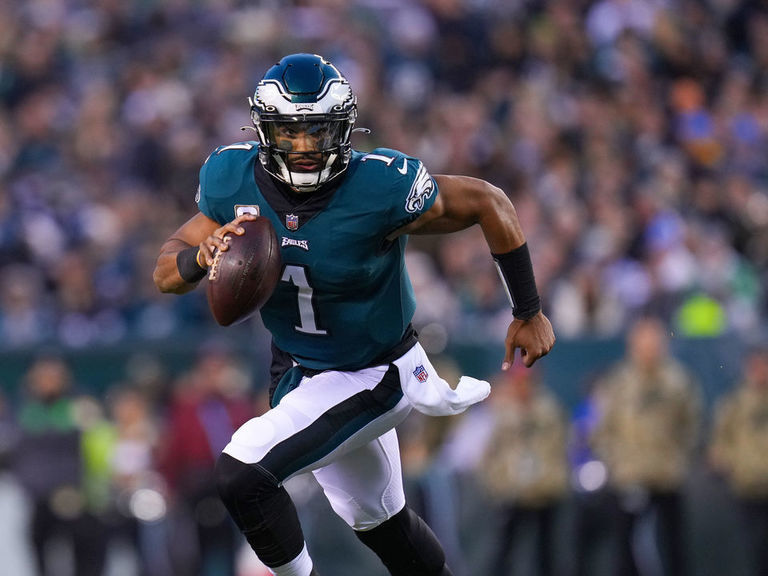 Jalen Hurts of the Philadelphia Eagles is sacked buy the Dallas News  Photo - Getty Images