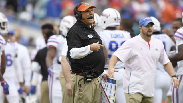 College Football: Florida defensive coordinator Todd Grantham on sidelines during game vs Georgia at TIAA Bank Field. Jacksonville, FL 10/27/2018 CREDIT: Laura Heald (Set Number: X162277 TK1 )
