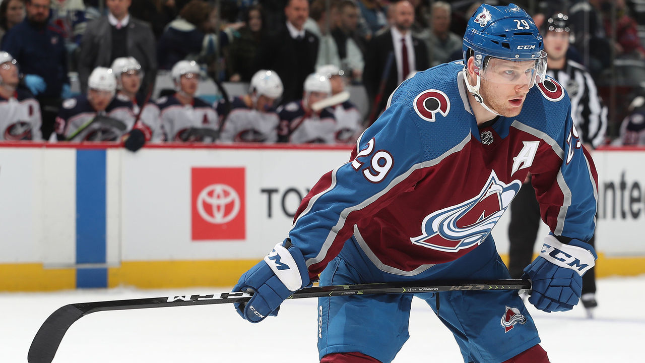 DENVER, COLORADO - NOVEMBER 03: Nathan MacKinnon #29 of the Colorado Avalanche skates against the Columbus Blue Jackets at Ball Arena on November 03, 2021 in Denver, Colorado.
