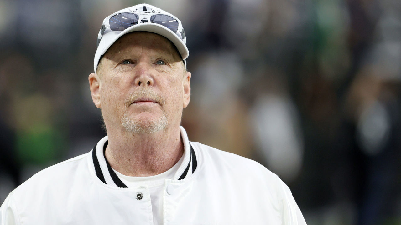 LAS VEGAS, NEVADA - OCTOBER 24: Owner and managing general partner Mark Davis of the Las Vegas Raiders walks on a sideline before a game against the Philadelphia Eagles at Allegiant Stadium on October 24, 2021 in Las Vegas, Nevada. The Raiders defeated the Eagles 33-22.