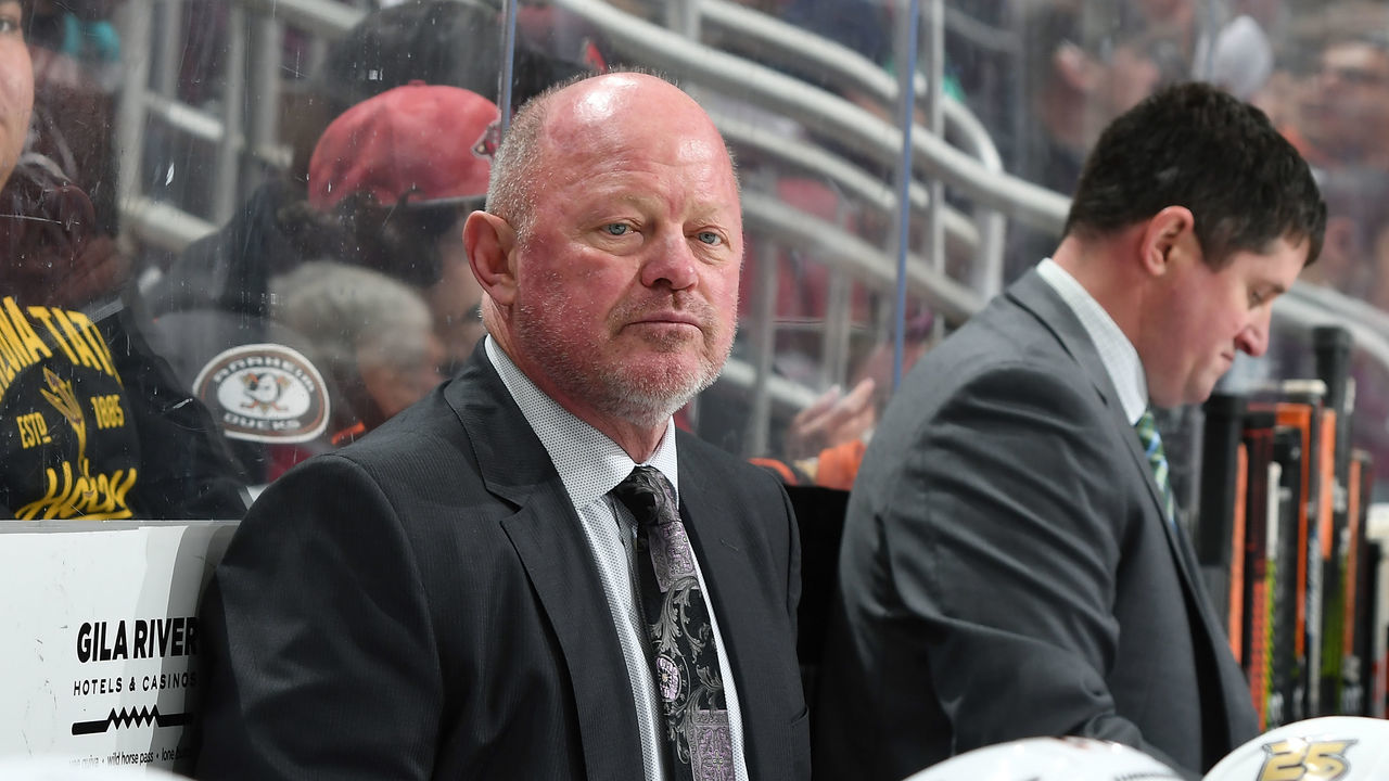 GLENDALE, AZ - MARCH 05: Head coach Bob Murray of the Anaheim Ducks looks on from the bench during third period action against the Arizona Coyotes at Gila River Arena on March 5, 2019 in Glendale, Arizona.