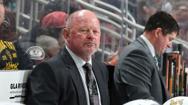 GLENDALE, AZ - MARCH 05: Head coach Bob Murray of the Anaheim Ducks looks on from the bench during third period action against the Arizona Coyotes at Gila River Arena on March 5, 2019 in Glendale, Arizona.