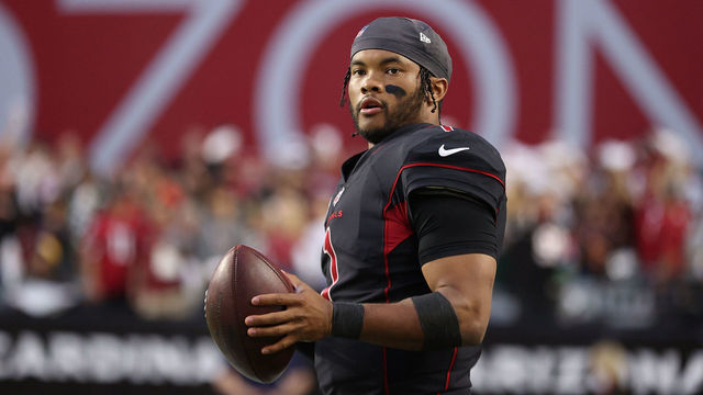 GLENDALE, ARIZONA - OCTOBER 28: Kyler Murray #1 of the Arizona Cardinals stands on the sideline prior to a game against the Green Bay Packers at State Farm Stadium on October 28, 2021 in Glendale, Arizona.