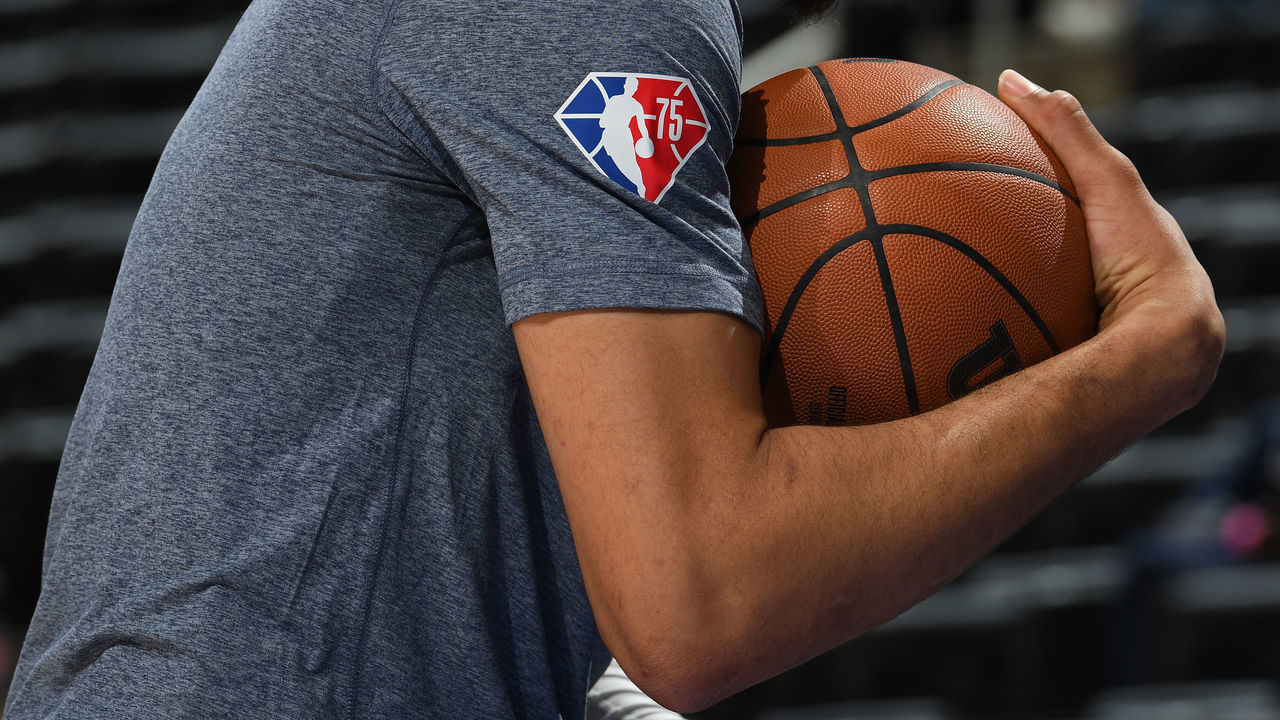 DETROIT, MI - NOVEMBER 4: A generic basketball photo of a player holding the Official Wilson basketball before the Philadelphia 76ers game against the Detroit Pistons on November 4, 2021 at Little Caesars Arena in Detroit, Michigan. NOTE TO USER: User expressly acknowledges and agrees that, by downloading and/or using this photograph, User is consenting to the terms and conditions of the Getty Images License Agreement. Mandatory Copyright Notice: Copyright 2021 NBAE