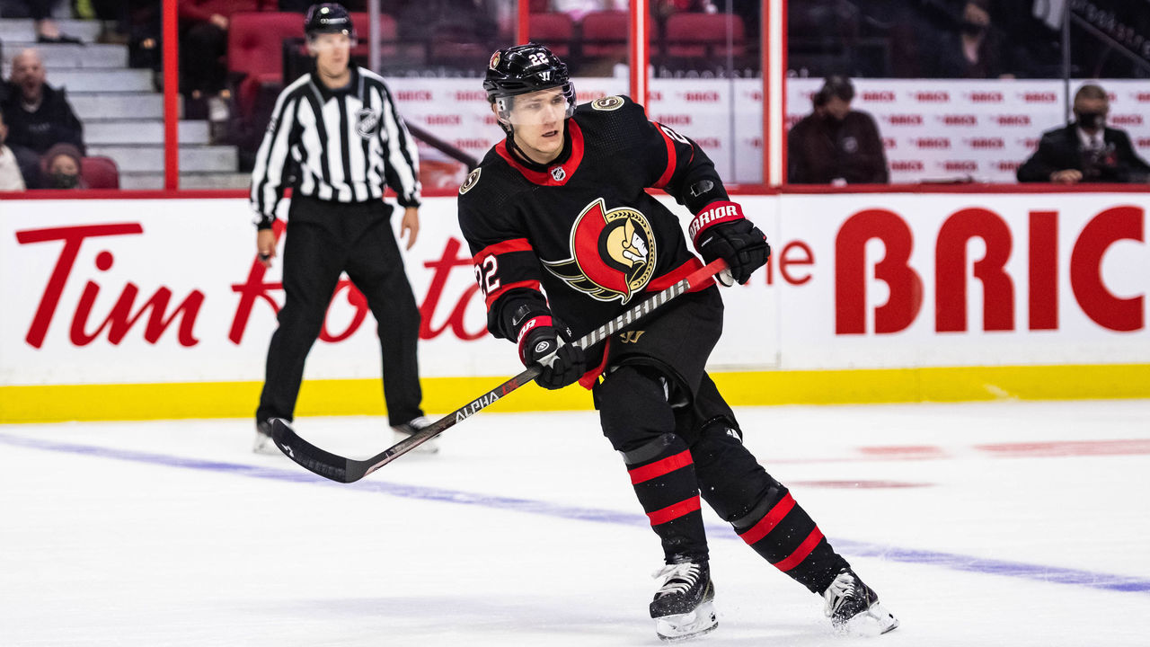 OTTAWA, ON - NOVEMBER 06: Ottawa Senators Defenceman Nikita Zaitsev (22) skates during the first period of the NHL game between the Ottawa Senators and the Tampa Bay Lightning on November 06, 2021 at the Canadian Tire Centre in Ottawa, Ontario, Canada.