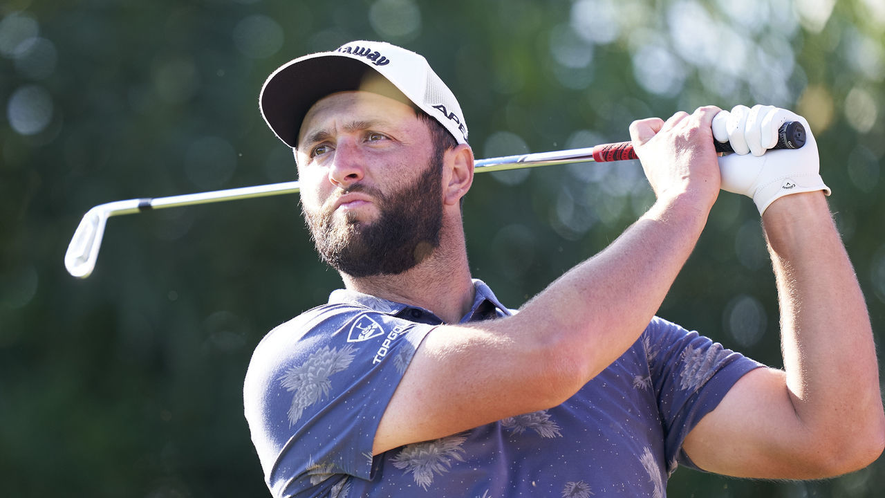 CADIZ, SPAIN - OCTOBER 15: Jon Rahm of Spain plays a shot during Day Two of The Estrella Damm N.A. Andalucia Masters at Real Club Valderrama on October 15, 2021 in Cadiz, Spain.