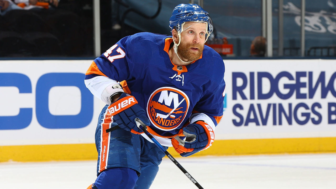 UNIONDALE, NEW YORK - JUNE 23: Leo Komarov #47 of the New York Islanders in action against the Tampa Bay Lightning in Game Six of the Stanley Cup Semifinals of the 2021 Stanley Cup Playoffs at Nassau Coliseum on June 23, 2021 in Uniondale, New York. New York Islanders defeated the Tampa Bay Lightning 3-2 in OT