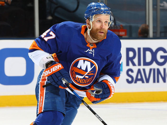 UNIONDALE, NEW YORK - JUNE 23: Leo Komarov #47 of the New York Islanders in action against the Tampa Bay Lightning in Game Six of the Stanley Cup Semifinals of the 2021 Stanley Cup Playoffs at Nassau Coliseum on June 23, 2021 in Uniondale, New York. New York Islanders defeated the Tampa Bay Lightning 3-2 in OT