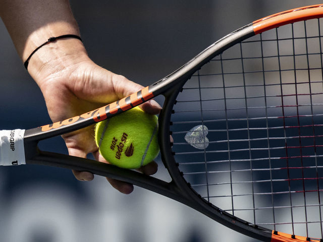 NEW YORK, NEW YORK - AUGUST 27: A detailed view of Wilson tennis ball at Louis Armstrong Stadium during the 2018 US Open at the USTA Billie Jean King National Tennis Center on August 27, 2018 in the Flushing neighborhood of the Queens borough of New York City. (Benjamin Solomon/Getty Images)