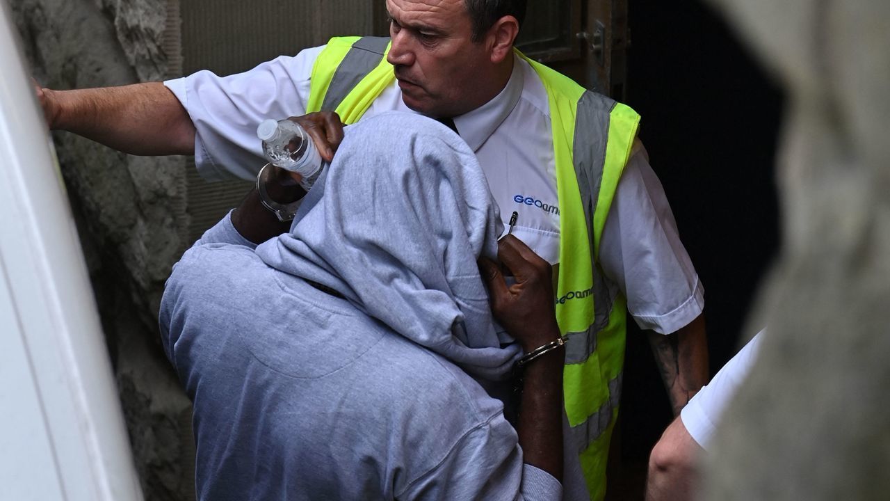A suspect believed to be Louis Saha Matturie arrives at Chester crown court in Chester, northwest England on September 10, 2021. - Matturie has been charged along with Manchester City defender Benjamin Mendy with sexual assault charges.