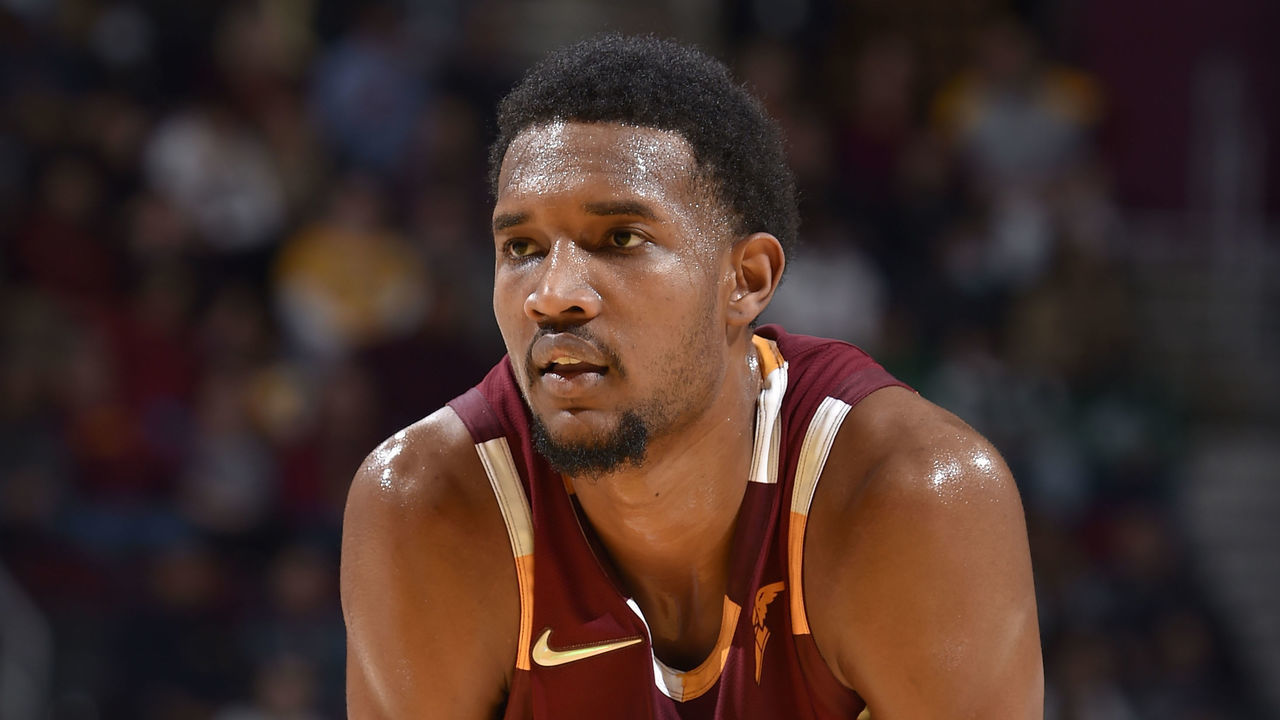 CLEVELAND, OH - NOVEMBER 13: Evan Mobley #4 of the Cleveland Cavaliers looks on during the game against the Boston Celtics on November 13, 2021 at Rocket Mortgage FieldHouse in Cleveland, Ohio. NOTE TO USER: User expressly acknowledges and agrees that, by downloading and/or using this Photograph, user is consenting to the terms and conditions of the Getty Images License Agreement. Mandatory Copyright Notice: Copyright 2021 NBAE