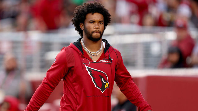 SANTA CLARA, CALIFORNIA - NOVEMBER 07: Kyler Murray #1 of the Arizona Cardinals walks on to the field at the end of halftime against the San Francisco 49ers at Levi's Stadium on November 07, 2021 in Santa Clara, California.