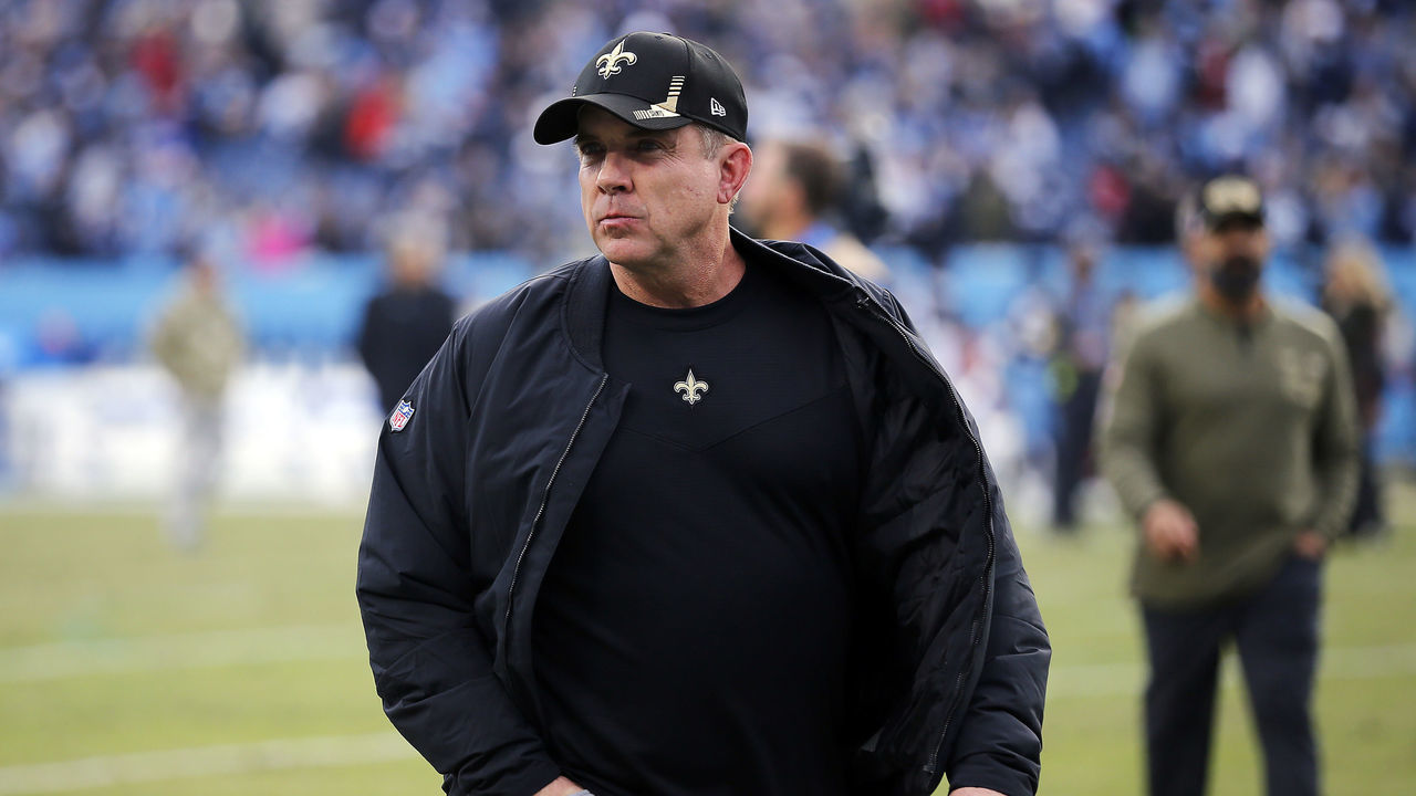 NASHVILLE, TENNESSEE - NOVEMBER 14: Head coach Sean Payton of the New Orleans Saints walks off the field after their game against the Tennessee Titans at Nissan Stadium on November 14, 2021 in Nashville, Tennessee.