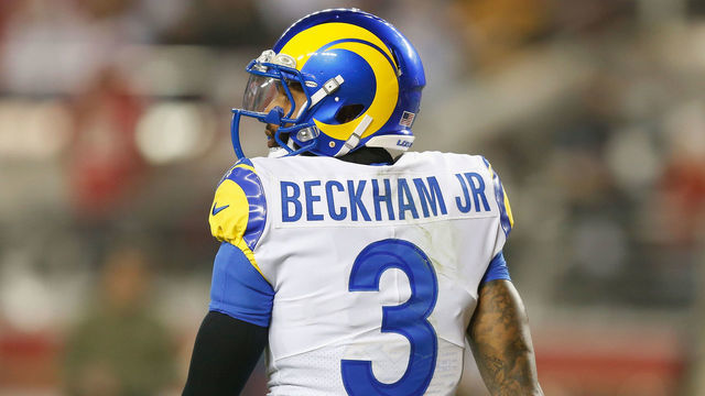 SANTA CLARA, CALIFORNIA - NOVEMBER 15: Odell Beckham Jr. #3 of the Los Angeles Rams looks on in the fourth quarter against the San Francisco 49ers at Levi's Stadium on November 15, 2021 in Santa Clara, California.