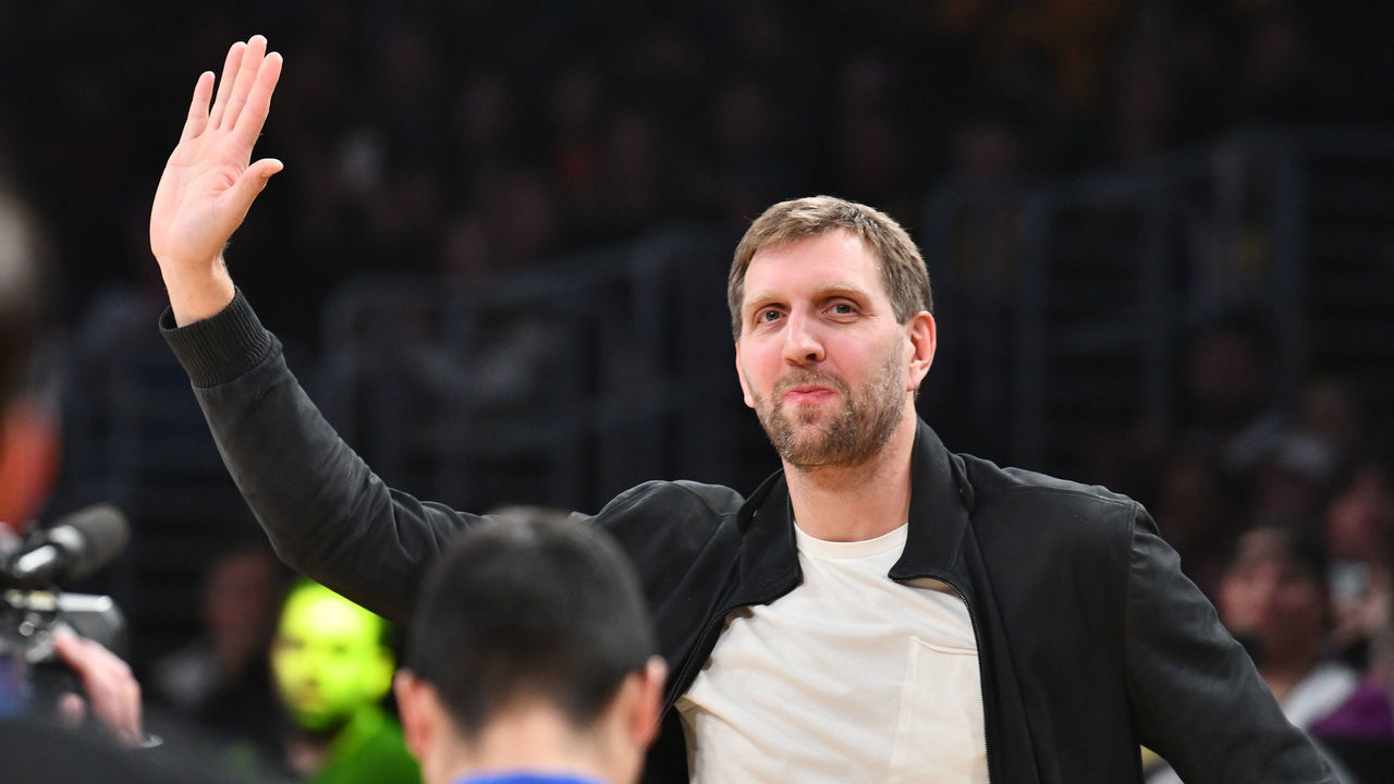 LOS ANGELES, CALIFORNIA - DECEMBER 01: Dirk Nowitzki attends a basketball game between the Los Angeles Lakers and the Dallas Mavericks at Staples Center on December 01, 2019 in Los Angeles, California.