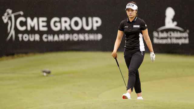 NAPLES, FLORIDA - NOVEMBER 18: Jeongeun Lee6 of South Korea walks on the 18th hole during the first round of the CME Group Tour Championship at Tiburon Golf Club on November 18, 2021 in Naples, Florida.