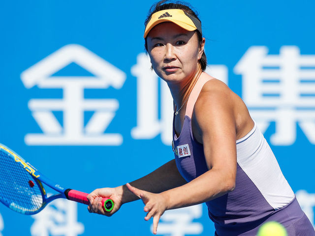 SHENZHEN, CHINA - JANUARY 08: Peng Shuai of China returns a shot during the women's singles 2nd round match against Ekaterina Alexandrova of Russia on day 4 of the 2020 WTA Shenzhen Open at Shenzhen Longgang Sports Center on January 08, 2020 in Shenzhen, China.