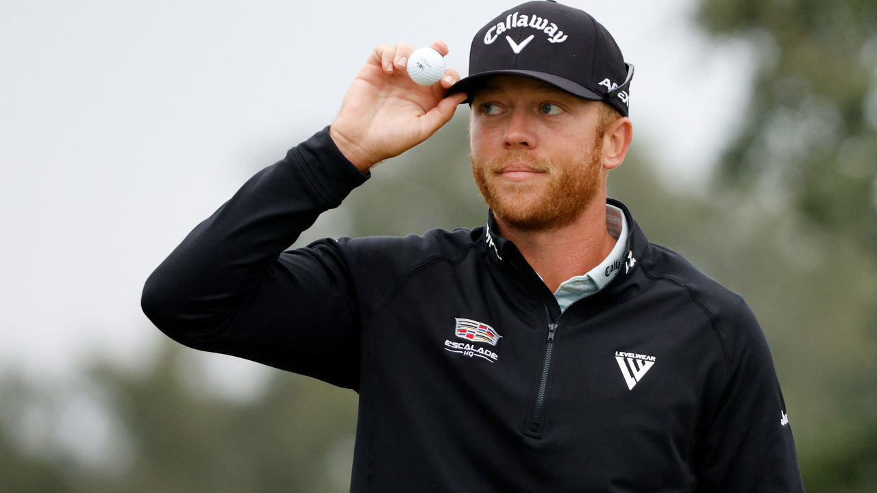 ST SIMONS ISLAND, GEORGIA - NOVEMBER 20: Talor Gooch of the United States reacts on the 18th green during the third round of The RSM Classic on the Seaside Course at Sea Island Resort on November 20, 2021 in St Simons Island, Georgia.