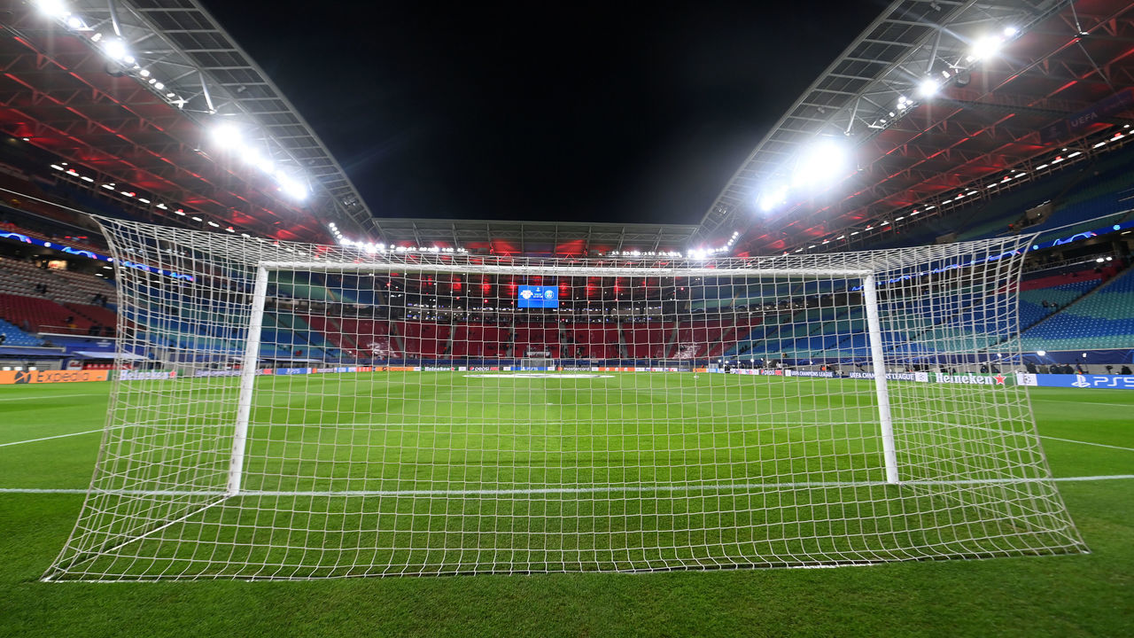 LEIPZIG, GERMANY - NOVEMBER 03: General view inside the stadium prior to the UEFA Champions League group A match between RB Leipzig and Paris Saint-Germain at Red Bull Arena on November 03, 2021 in Leipzig, Germany.