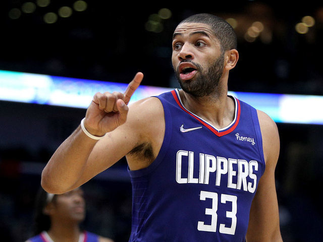 NEW ORLEANS, LOUISIANA - NOVEMBER 19: Nicolas Batum #33 of the LA Clippers reats to a call during the fourth quarter of a NBA game against the New Orleans Pelicans at Smoothie King Center on November 19, 2021 in New Orleans, Louisiana.