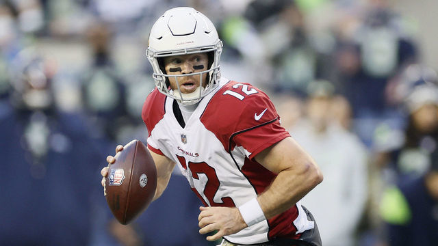 SEATTLE, WASHINGTON - NOVEMBER 21: Colt McCoy #12 of the Arizona Cardinals looks to throw the ball during the fourth quarter against the Seattle Seahawks at Lumen Field on November 21, 2021 in Seattle, Washington.