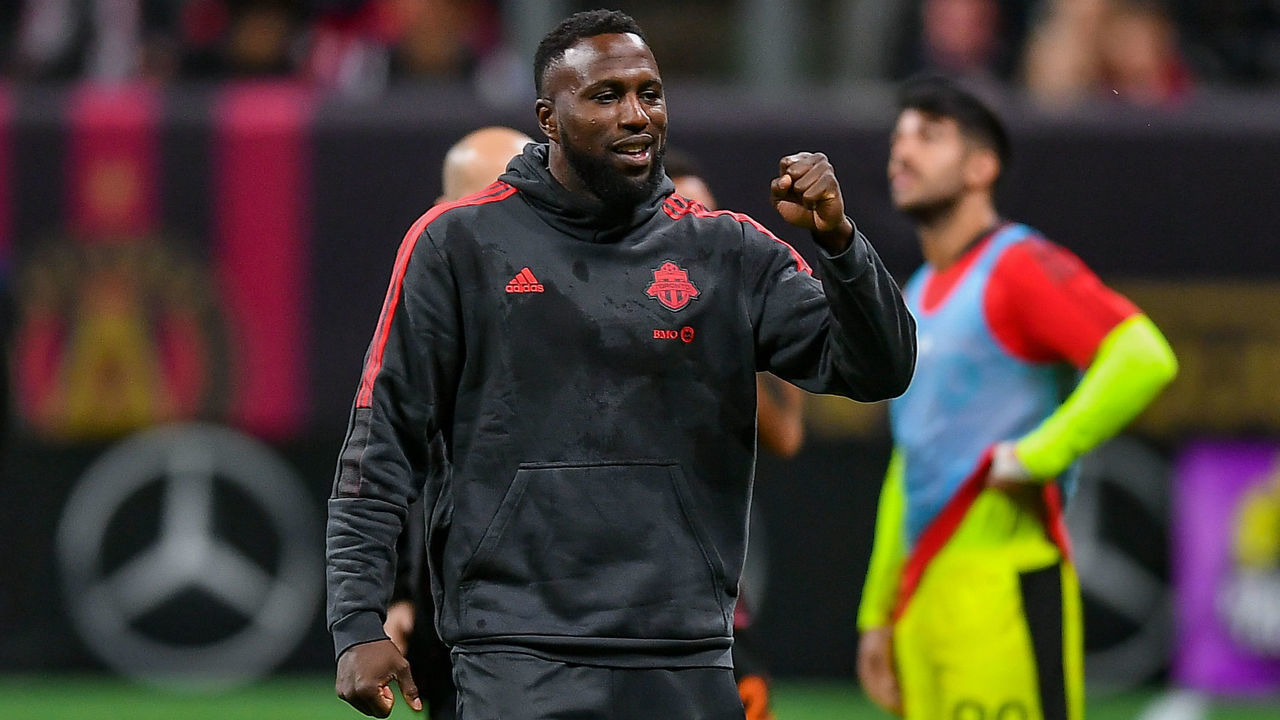ATLANTA, GA OCTOBER 30: Toronto forward Jozy Altidore (17) reacts following the conclusion of the MLS match between Toronto FC and Atlanta United FC on October 30th, 2021 at Mercedes-Benz Stadium in Atlanta, GA.