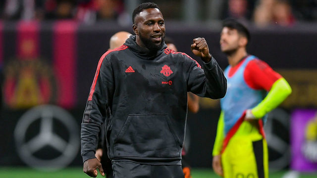 ATLANTA, GA OCTOBER 30: Toronto forward Jozy Altidore (17) reacts following the conclusion of the MLS match between Toronto FC and Atlanta United FC on October 30th, 2021 at Mercedes-Benz Stadium in Atlanta, GA.