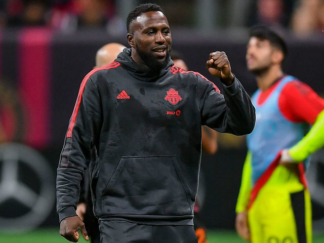 ATLANTA, GA OCTOBER 30: Toronto forward Jozy Altidore (17) reacts following the conclusion of the MLS match between Toronto FC and Atlanta United FC on October 30th, 2021 at Mercedes-Benz Stadium in Atlanta, GA.