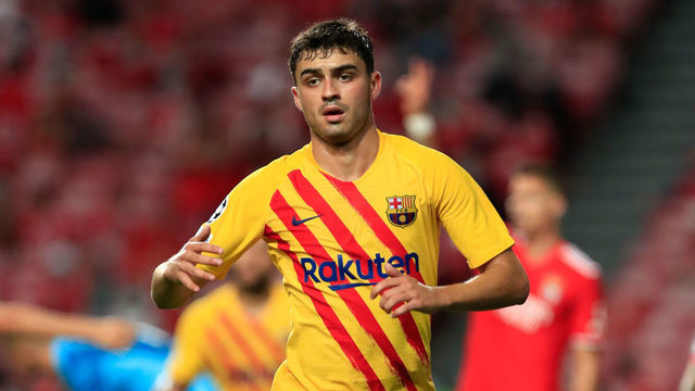 Pedri Gonzalez of FC Barcelona during the UEFA Champions League group E match between SL Benfica and FC Barcelona at Estadio da Luz on September 29, 2021 in Lisbon, Portugal.