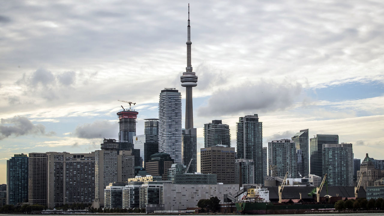 A general view of the Toronto skyline in Canada, including the CN Tower. Prince Harry and Meghan Markle have announced their engagement.