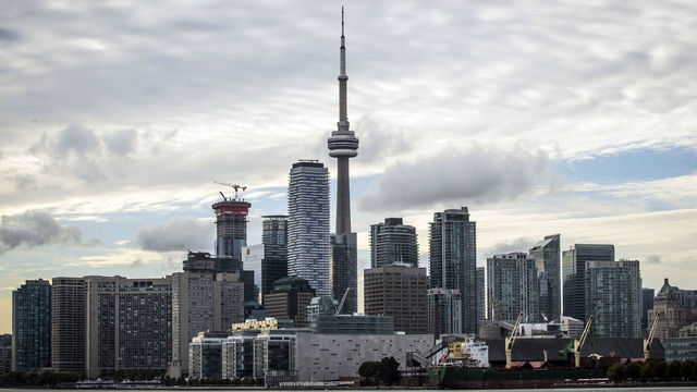 A general view of the Toronto skyline in Canada, including the CN Tower. Prince Harry and Meghan Markle have announced their engagement.