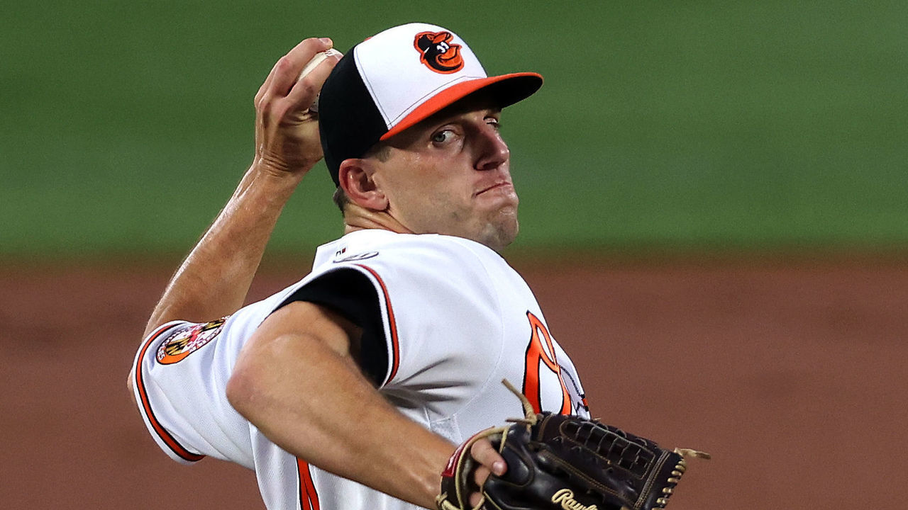 BALTIMORE, MARYLAND - SEPTEMBER 15: Starting pitcher John Means #47 of the Baltimore Orioles throws to a New York Yankees batter in the first inning at Oriole Park at Camden Yards on September 15, 2021 in Baltimore, Maryland.