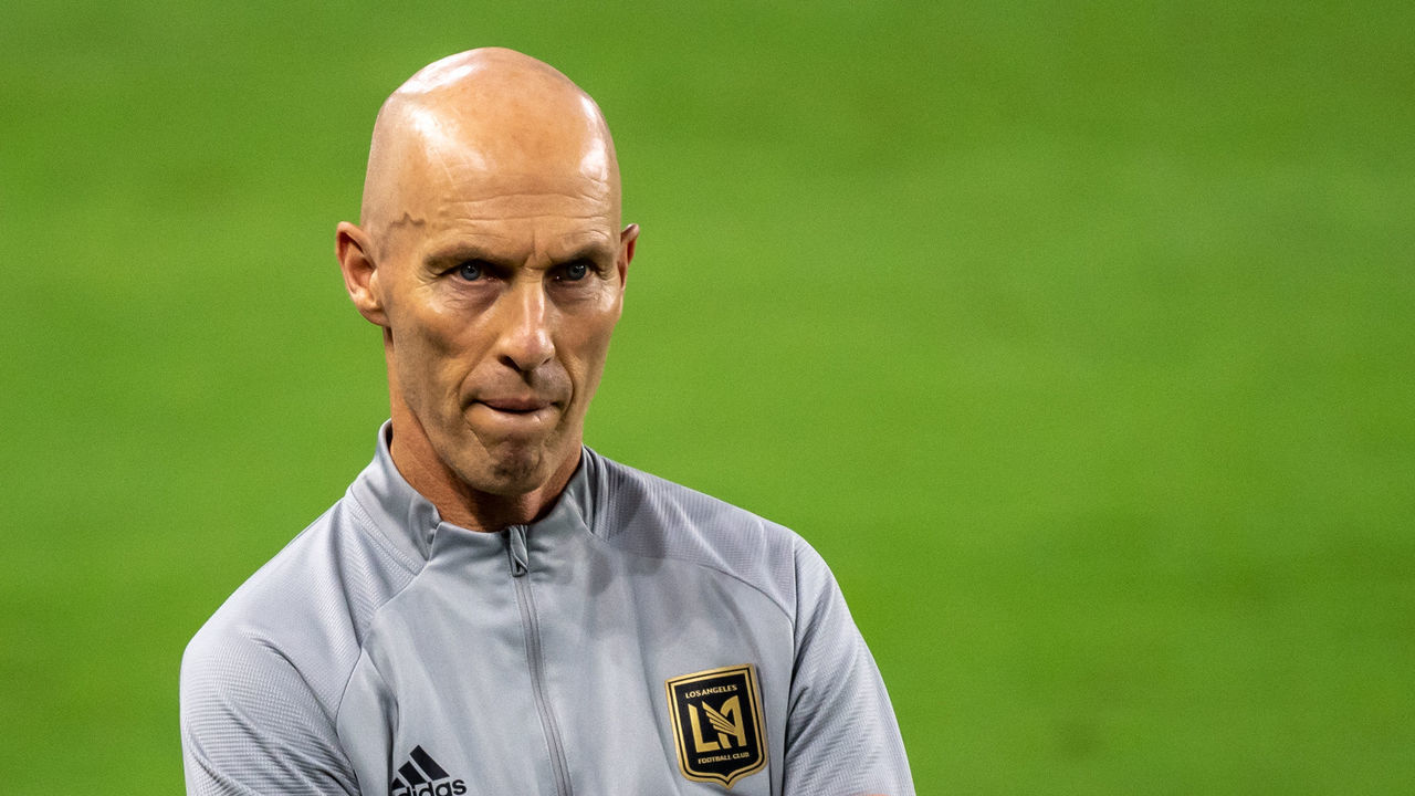 LOS ANGELES, CA - SEPTEMBER 23: Los Angeles FC Head Coach Bob Bradley during Los Angeles FC's MLS match against Vancouver Whitecaps at the Banc of California Stadium on September 23, 2020 in Los Angeles, California. Los Angeles FC won the match 6-0